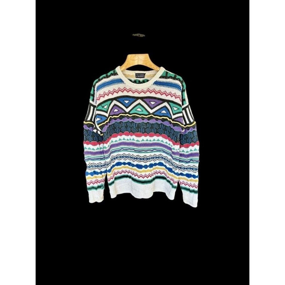 Vintage Multicolored Sweater Editions by Van Heusen Sz Medium Coogi *Flaws